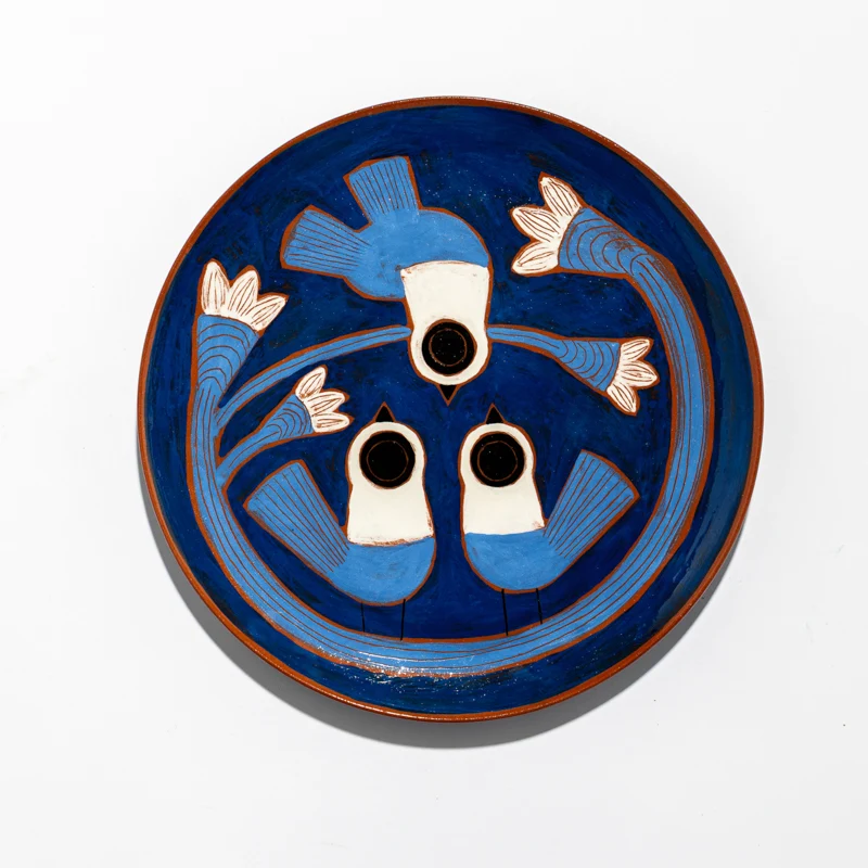 Assiette Triple Oiseau ou Salamandre 27 cm en céramique