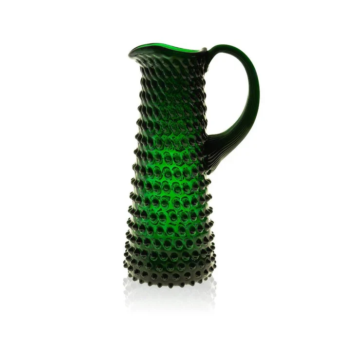 Pichet à boules en verre vert foncé