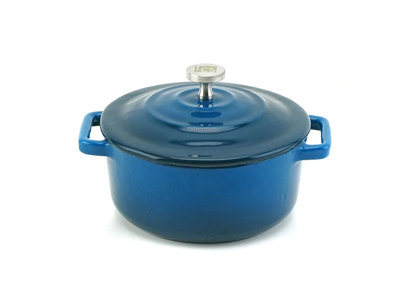 Gusseisen Mini Topf XANTEN 10 cm mit Deckel Emaille BLAU