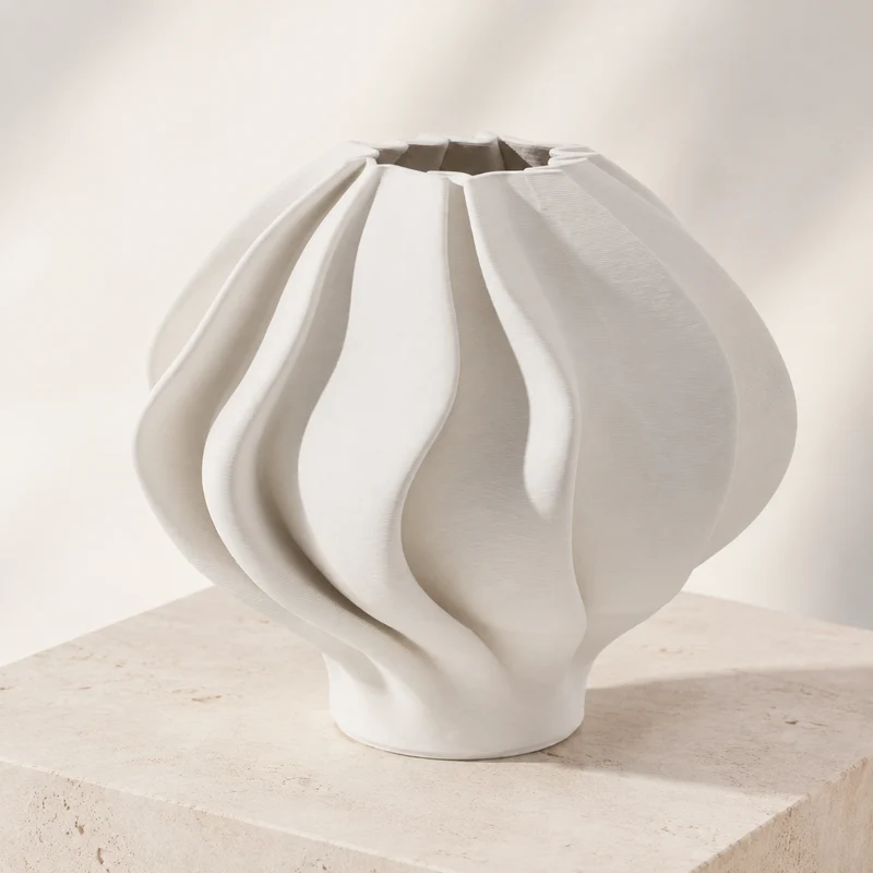 Fugurato Bona Seramik Vazo | Beyaz Ø26,5 × 24 cm