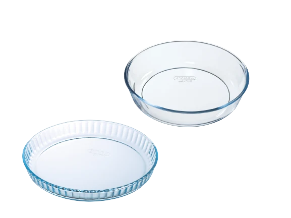 Lot de 2 moules à pâtisserie en verre - Moule à manqué + Moule à tarte