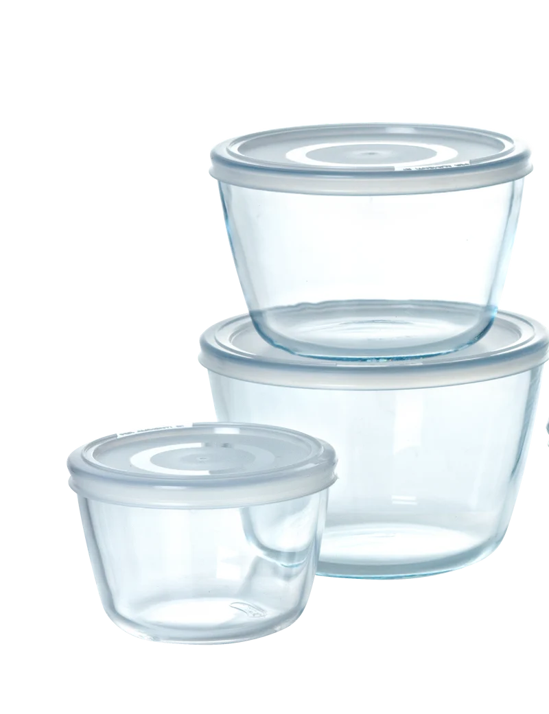 Lot de 3 boites de conservation en verre ronds avec couvercle - Cook & Freeze