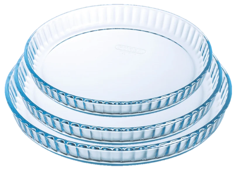 Lot de 3 moules à tarte en verre 25, 28 et 31 cm