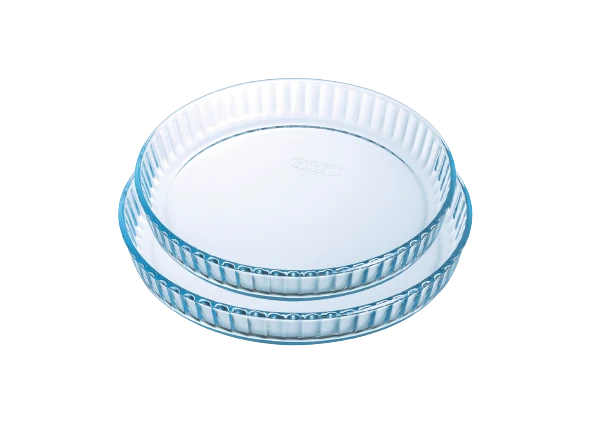 Lot de 2 moules à tarte en verre 28 et 31 cm