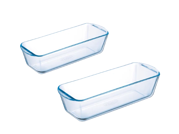 Lot de 2 moules à cake en verre 28 cm et 31 cm