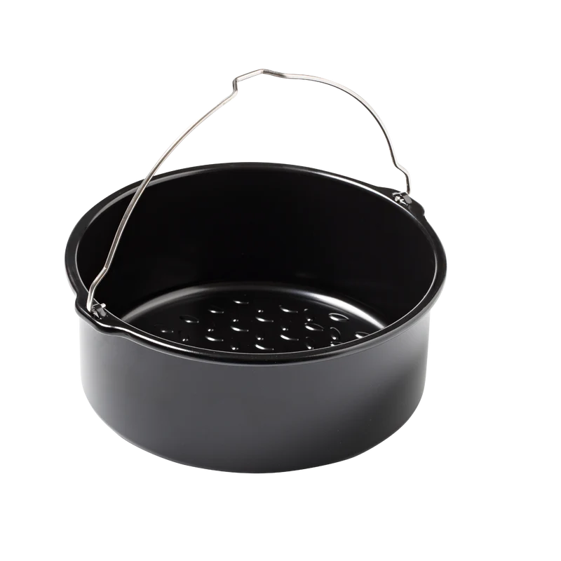 Plat air fryer rond en métal avec poignée