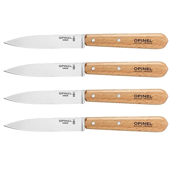 Lot 4 couteaux office N°112 lames lisses inox 10 cm couleur naturel Opinel