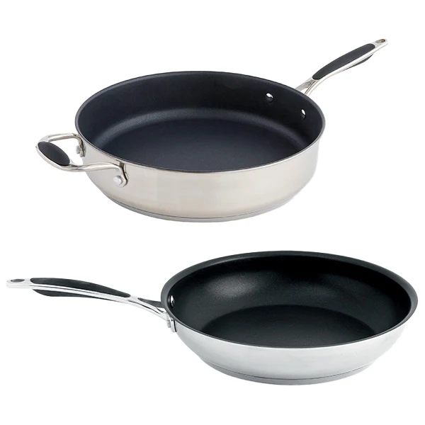 Lot poêle et sauteuse inox antiadhérentes Excell’Inox 28 cm Mathon