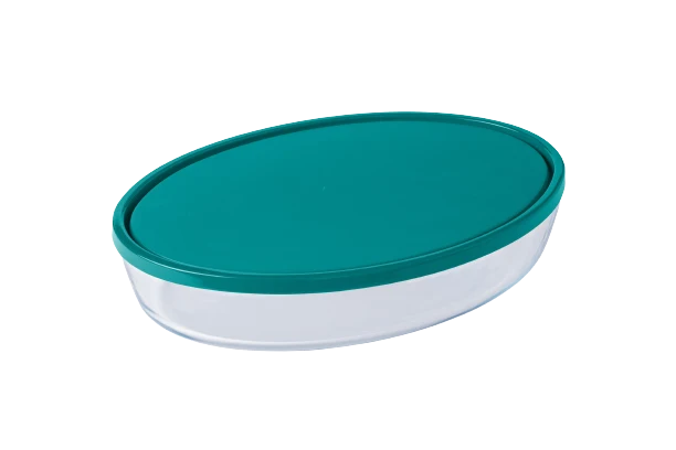 Plat à four familial ovale en verre avec couvercle 4/5 pers - Cook & Store