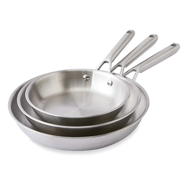 Lot 3 poêles tout inox Triply'Chef Inox 20, 24 et 28 cm Mathon