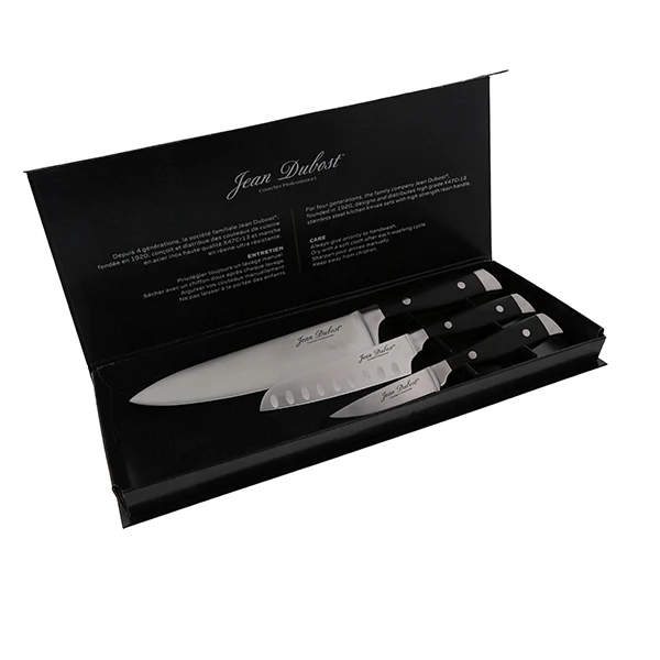 Coffret 3 couteaux de cuisine Massif inox de 9, 13 et 20 cm Jean Dubost