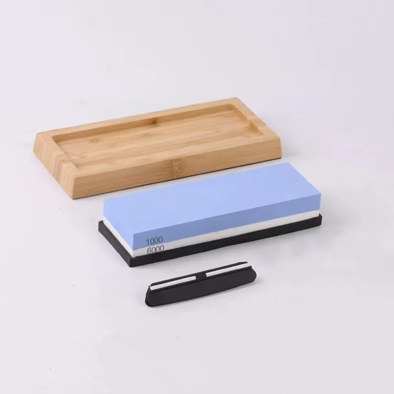 CHEFCO,DMD-1815,Double-Sided Sharpening Stone with Wooden Based (1000/6000 Grit)