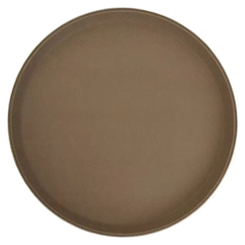 TFG-14N - Deluxe Fiberglass Tray, Non-slip, Round - 14", Brown