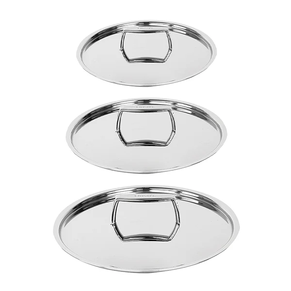Lot 3 couvercles inox Castel’Pro 20, 24 et 28 cm Cristel