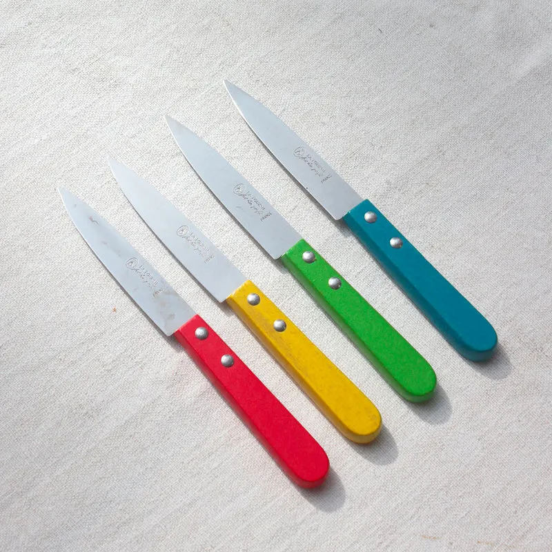 Couteau d'office manche en bois coloré