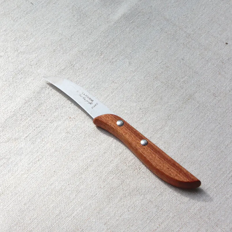 Couteau éplucheur bec d'oiseau manche en bois