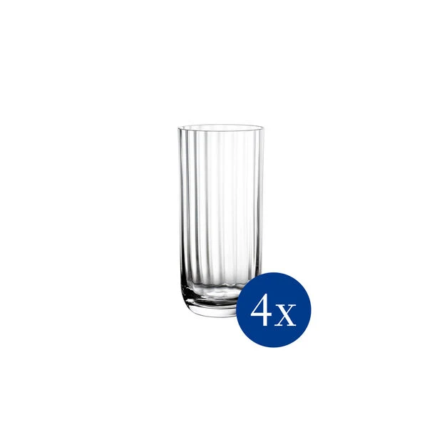 Villeroy & Boch Rose Garden Longdrink HiBall Tumbler Clear Crystal Glass, Set of 4