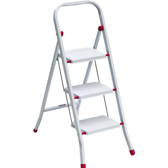 YBM Home Folding Lightweight Step Ladder with Rail, Three-Step