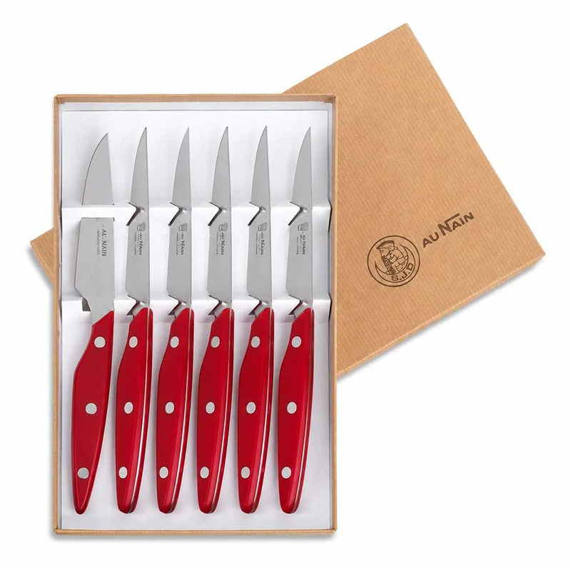 Coffret de 6 couteaux à Steak Bistronome Manche Rouge - Au Nain