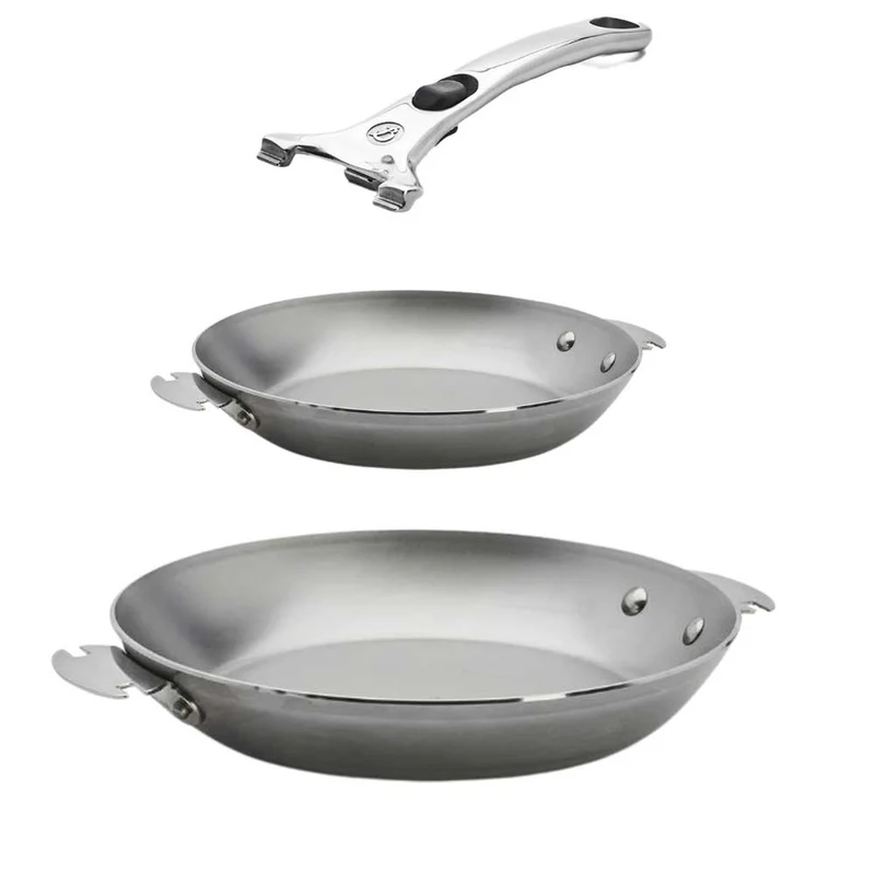 Lot 2 Poêles acier MINERAL B LOQY 24cm et 28cm Poignée incluse - DE BUYER