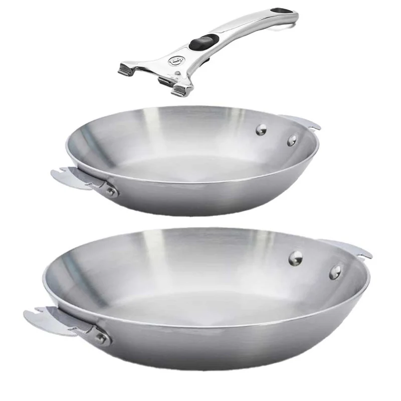 Lot 2 Poêles inox Alchimy LOQY avec poignée incluse - DE BUYER