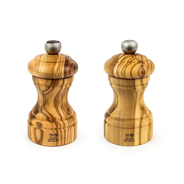 Duo moulin à sel et poivre manuel en bois d’olivier Bistro 10 cm Peugeot