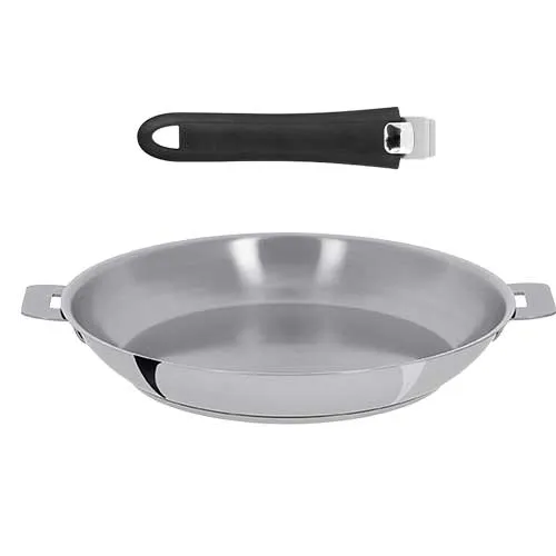 Lot Poêle inox Mutine avec 1 poignée amovible - CRISTEL
