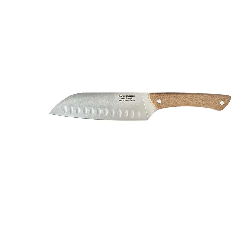 Couteau Santoku Alvéolé Solange Manche Platane - GOYON-CHAZEAU