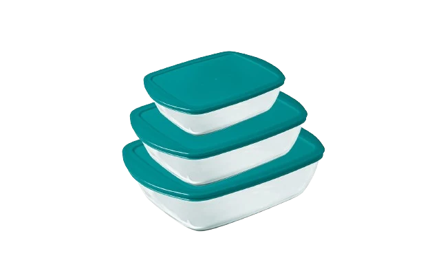 Lot de 3 plats en verre rectangulaires avec couvercle - Cook & Store
