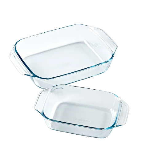 Lot de 2 plats à four rectangulaires en verre avec prise en main facile