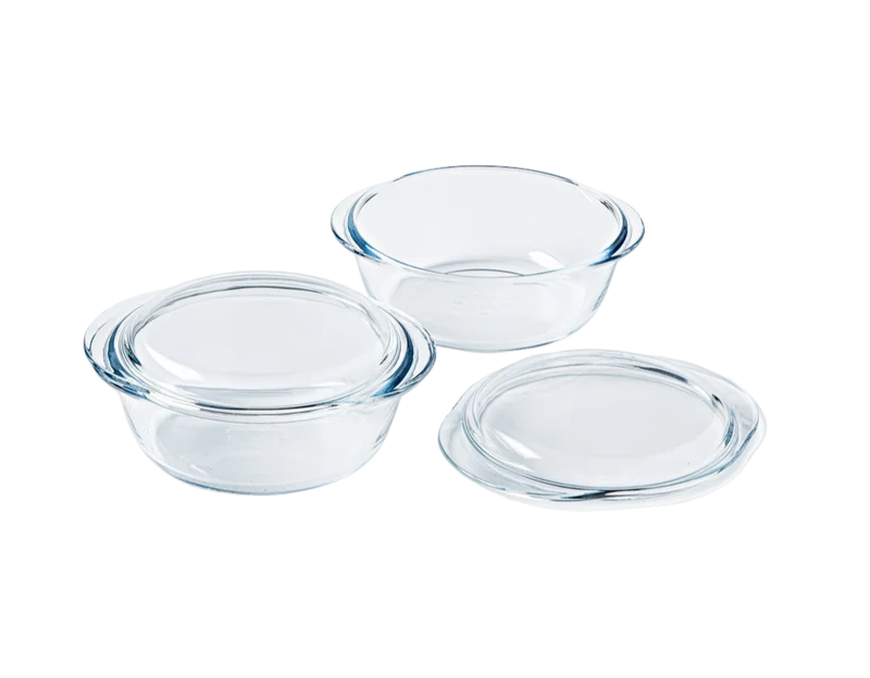 Lot de 2 cocottes rondes en verre
