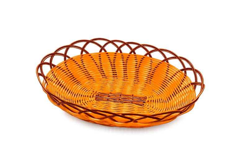 CHEFCO,OWB-262110, Oval Black & Orang-Rim Woven Serving Basket( L 26cm/10.2" x W 21cm/8.3" x H 8cm/3.2")