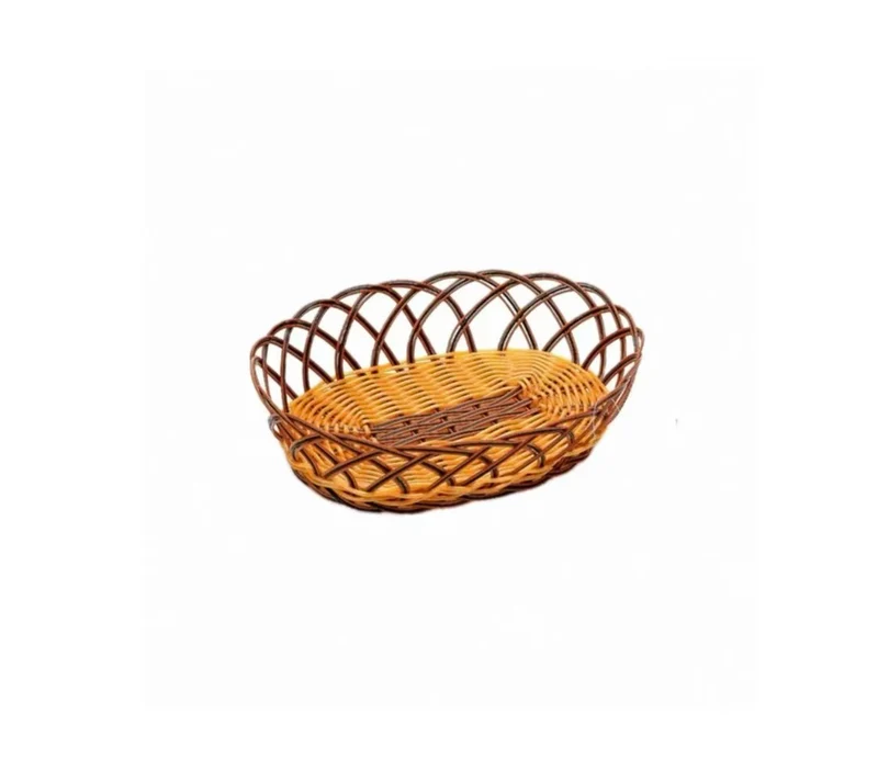 CHEFCO,OWB-18136, Oval Black & Yellow-Rim Woven Serving Basket( L 15.8cm/6.25" x W 13cm/5.1" x H 6.5cm/2.6")