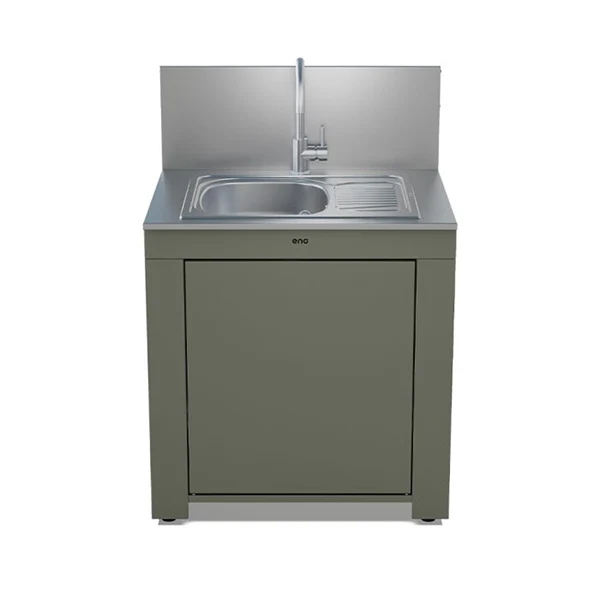 Meuble avec évier cuisine extérieure coloris sauge Modulo ENO
