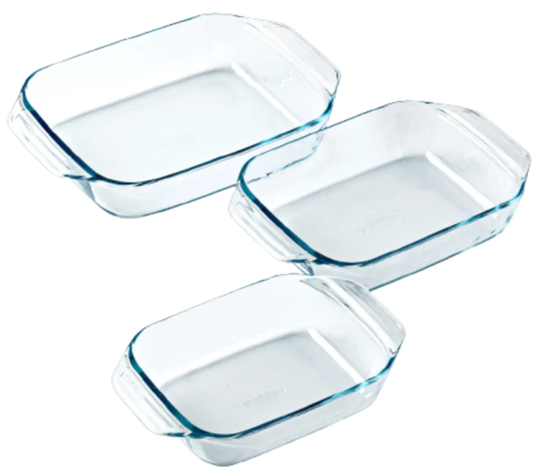 Lot de 3 plats à four rectangulaires en verre avec prise en main facile