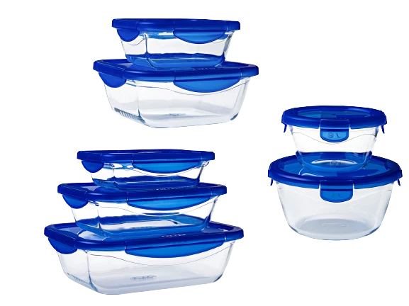 Cook & Go - Lot de 7 plats de conservation en verre avec couvercle étanche