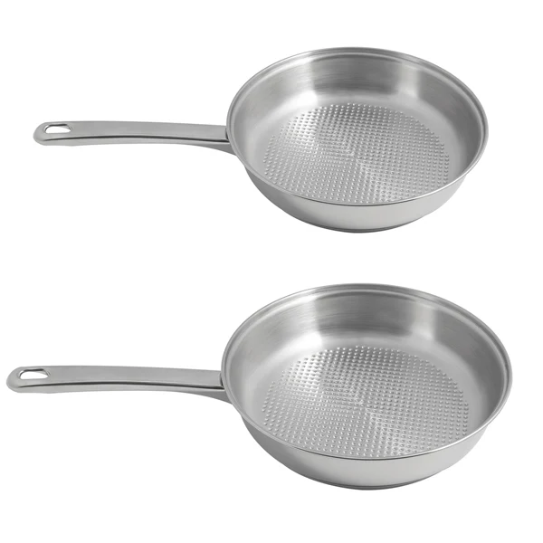 Lot 2 poêles tout inox avec fond grill 24 et 28 cm Artame