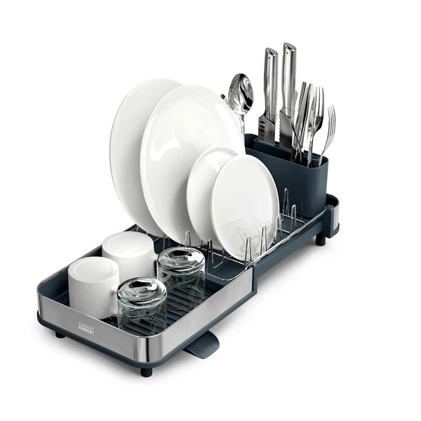 Egouttoir vaisselle compact et extensible en inox gris Extend™ Joseph Joseph