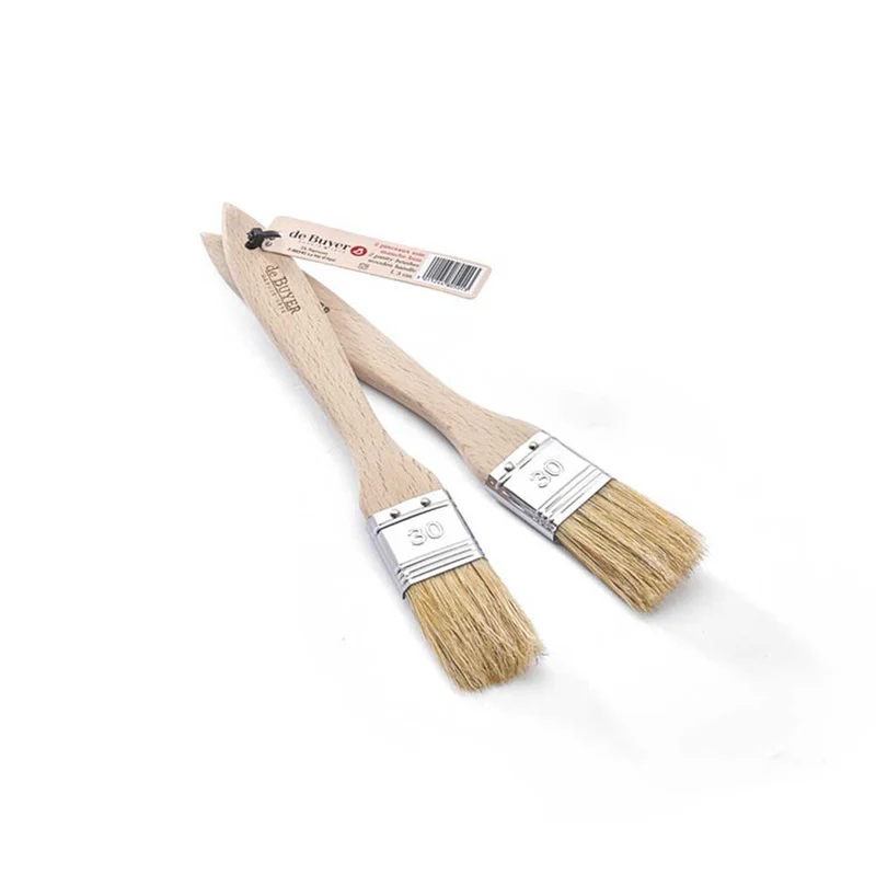 Lot 2 pinceaux pâtissiers soie naturelle 30mm - DE BUYER