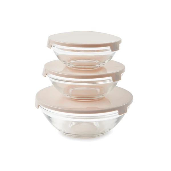 Set de 3 saladiers en verre avec couvercle Mathon