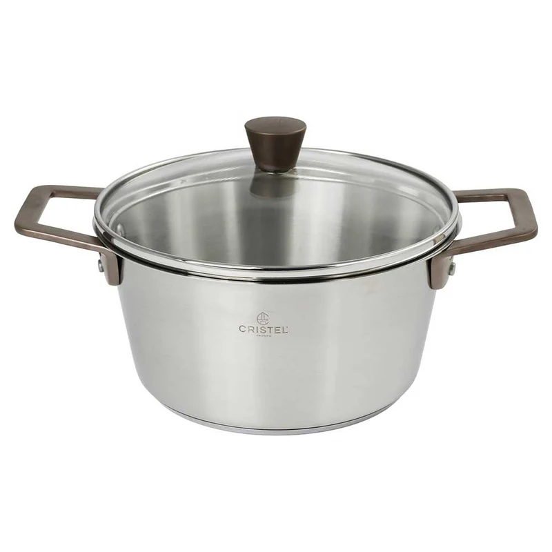 Faitout Inox Brossé Anses Cuivrées Couvercle OFFERT - CRISTEL