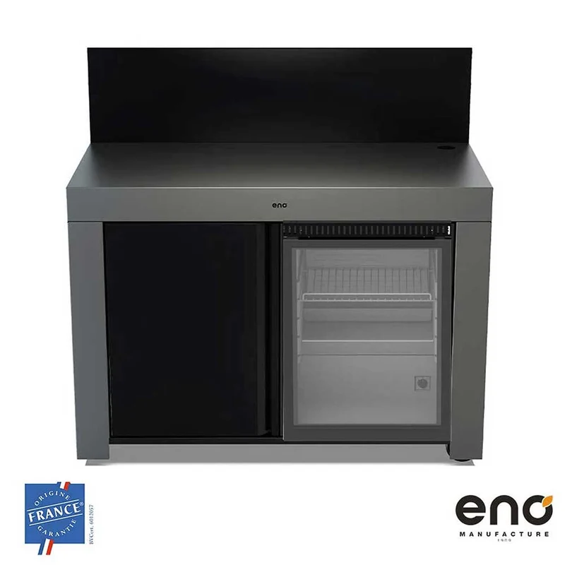 Meuble FELIX 120 cm Gris Cargo avec Réfrigérateur - ENO