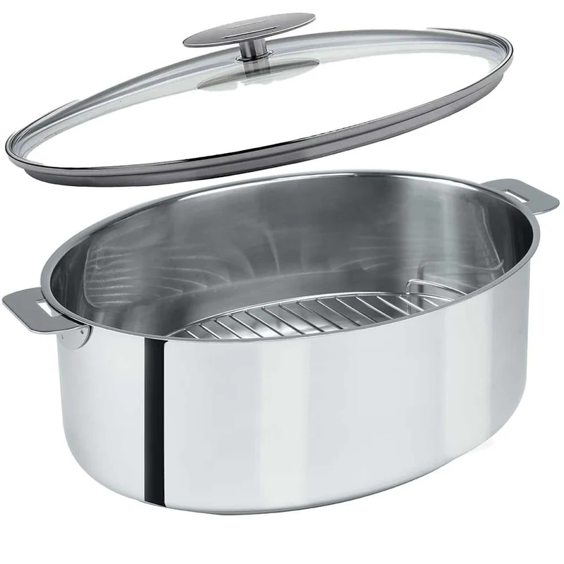 Faitout Ovale avec grille et couvercle Mutine Amovible - CRISTEL