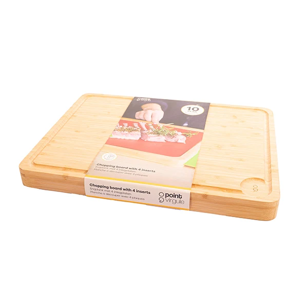 Planche à découper en bambou avec 4 inserts 40 × 30 cm Point Virgule