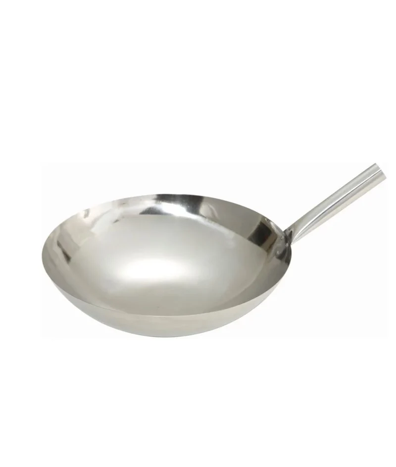 WOK-14N - Stainless Steel Wok - 14", Nailed