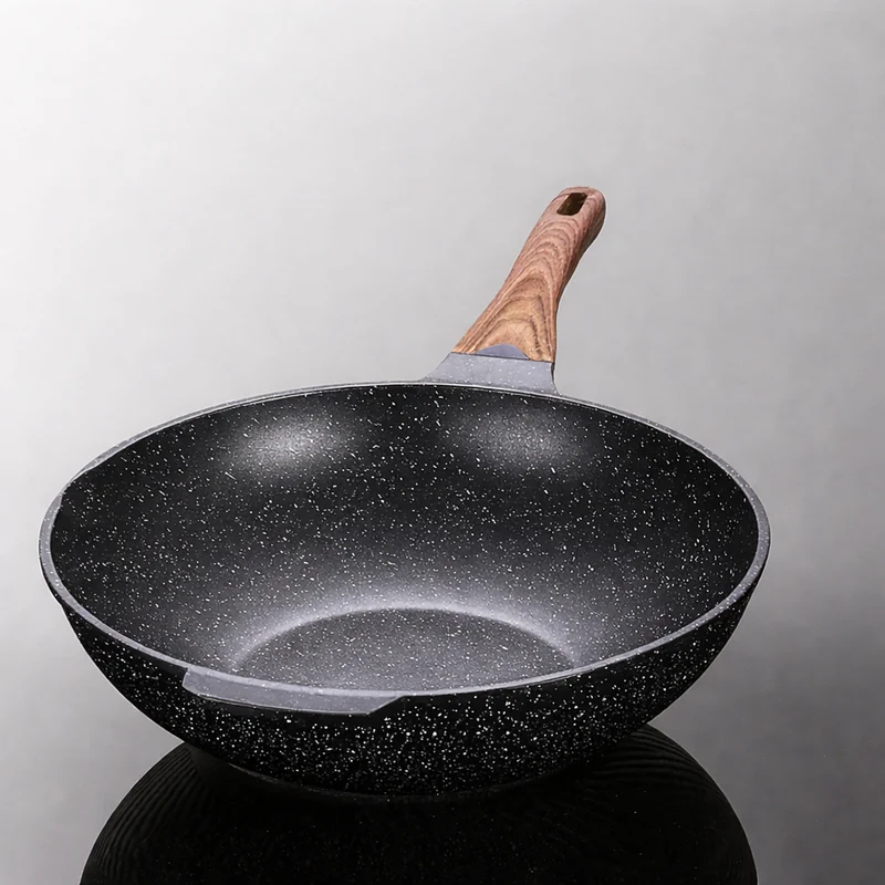 CHEFCO ,JHW-34 ,34cm Induction-Ready Fine Aluminum Fry Wok, Lightweight & Efficient Heating