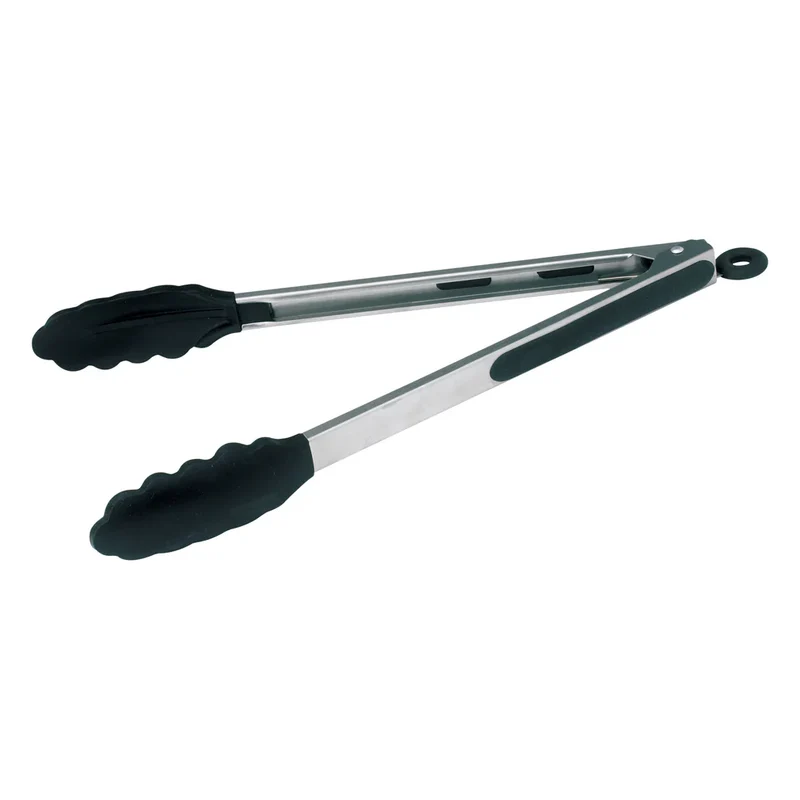 UTS-12K - Silicone Grip Utility Tongs with Lock Clip, Stainless Steel -12"