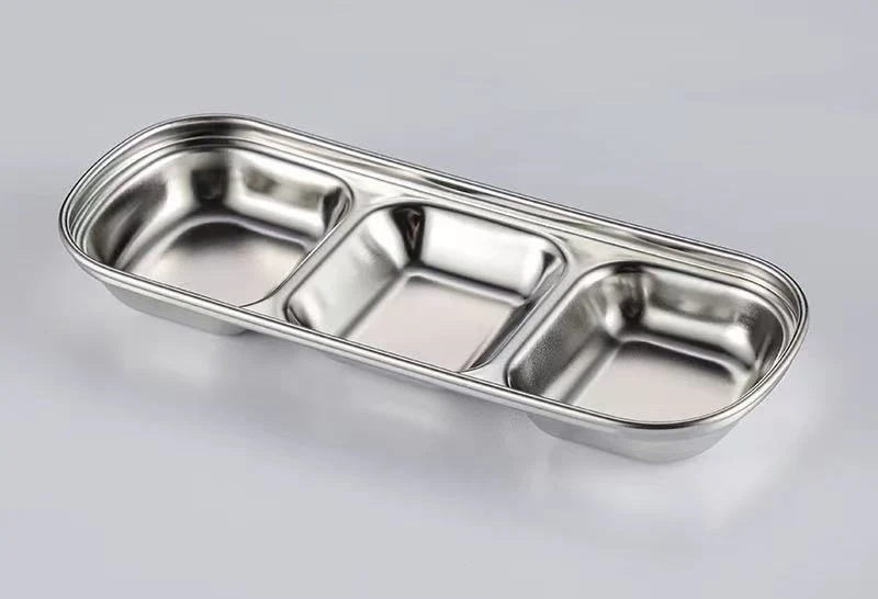 CHEFCO,KSD-3,Stainless steel Korean-style Sauce Dish-Silver(3 Compartment/90G)