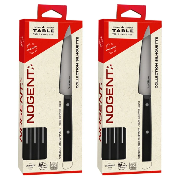 Lot de 2 coffrets de 4 couteaux de table Silhouette noir Nogent