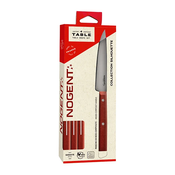 Coffret de 4 couteaux de table Silhouette rouge vin Nogent